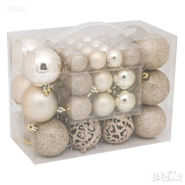 Комплект коледни топки екрю 3–6 см 50 бр._1184597, снимка 1