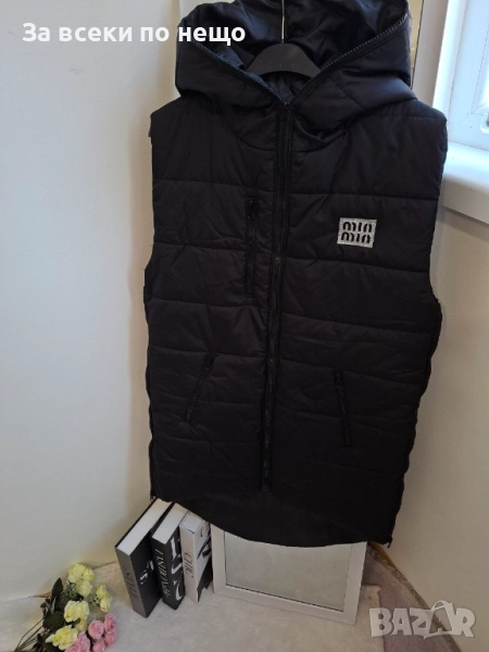 Miu Miu Мъжки Черен Елек С Качулка🔝Мъжка Грейка В Черен Цвят Миу Миу Код BS-77, снимка 1