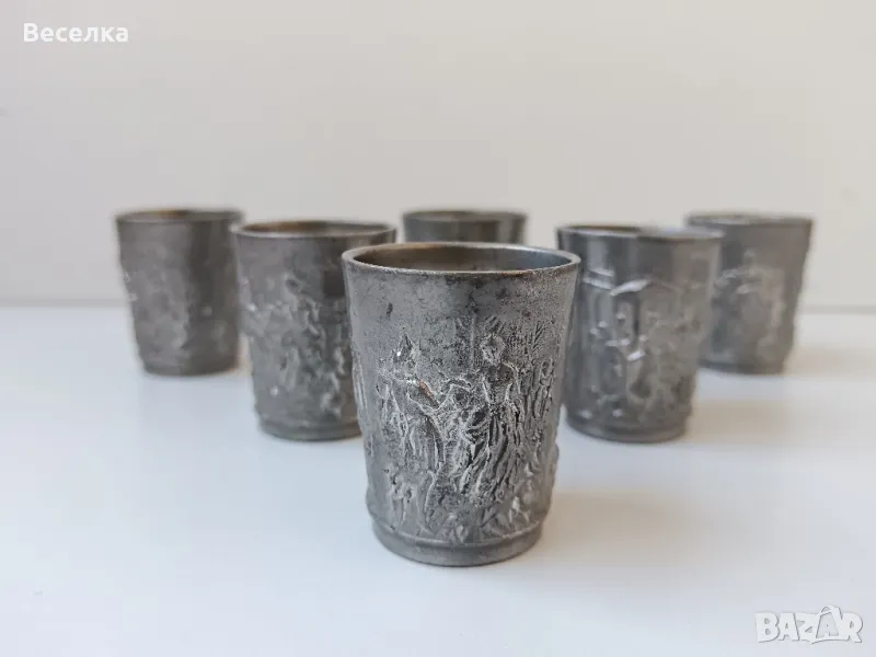6 бр калаени чашки за аперитив, шот, снимка 1