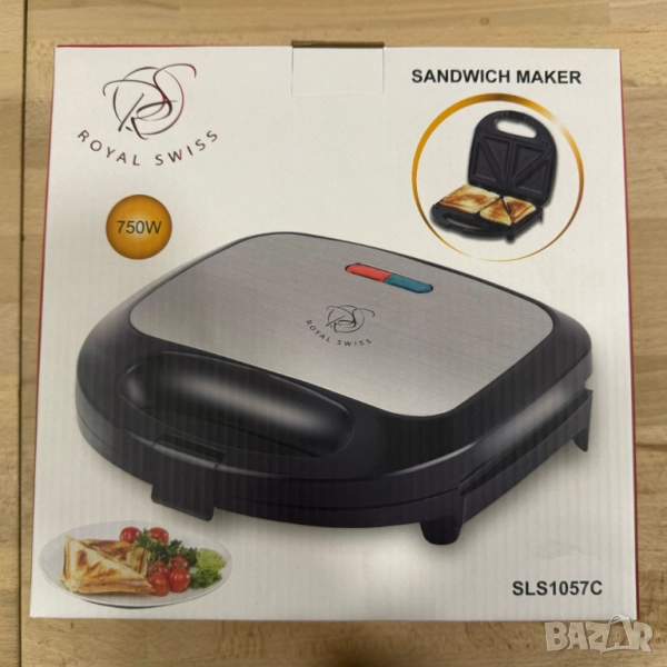 Уред за сандвичи Royal Swiss SLS1057C, 750W, незалепващи плочи, регулирем термостат, снимка 1