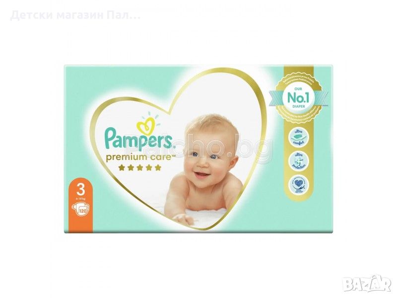 Памперс премиум кеър Box 3- Pampers Premium Care 3 пелени 6-10кг. 120 бр., снимка 1