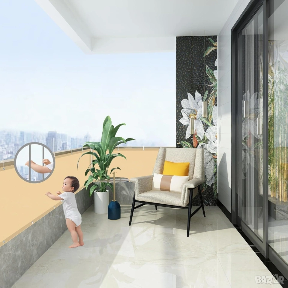 Водоустойчив и ветроустойчив параван за поверителност за балкон, тераса, ограда, снимка 1