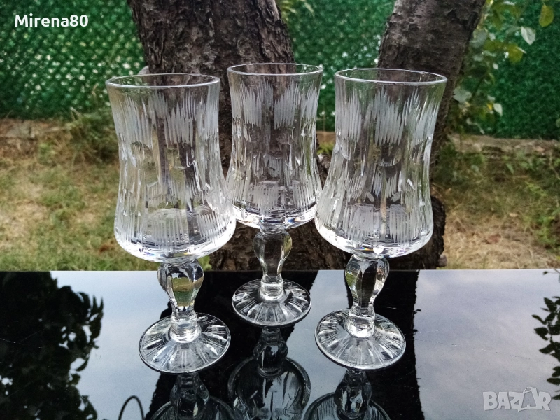 Български кристални чаши за вино - 3 бр., снимка 1