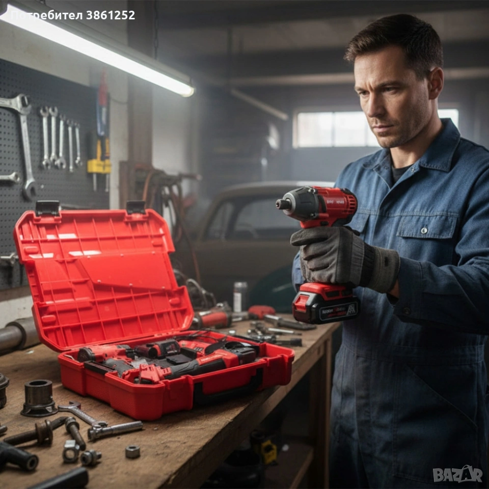 Комплект 2 в 1 KraftRoyal Red Mx Fuel 36V – ъглошлайф + гайковерт, 2x 8Ah батерии , снимка 1