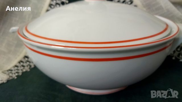 Bavaria Schumann porcelain Супници с наситен оранжево/червен кант , снимка 4 - Други - 45674669