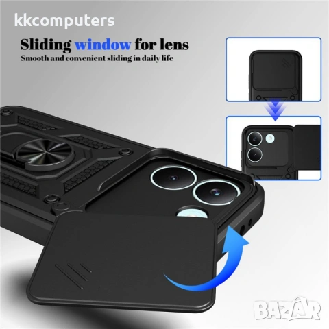 Калъф за Xiaomi Poco X8 Pro 5G с Капаче за Камера и Стойка - PC+TPU, Военна защита, 7 цвята, снимка 11 - Калъфи, кейсове - 54124945