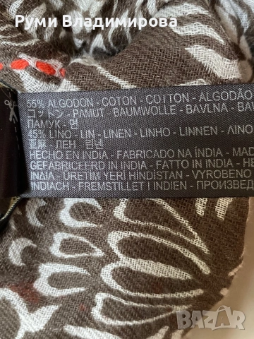 Шал Massimo Dutti от 55 % памук и 45 % лен, снимка 5 - Шалове - 53689556