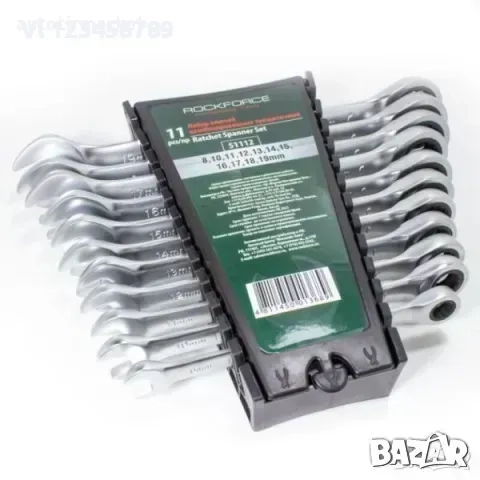 Комплект звездогаечни тресчотни ключове с чупещо рамо 11 части RockForce