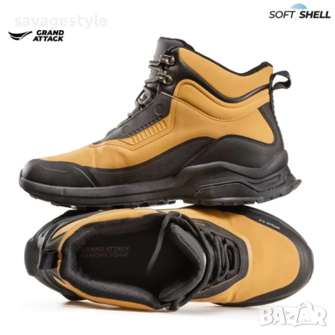 Мъжки зимни софтшел боти с връзки , снимка 2 - Мъжки боти - 51984139