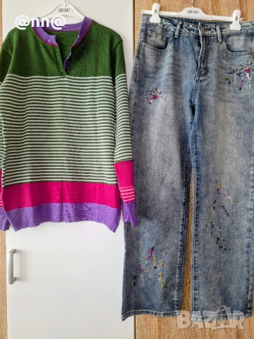 Нова блуза и дънки с бродерия 