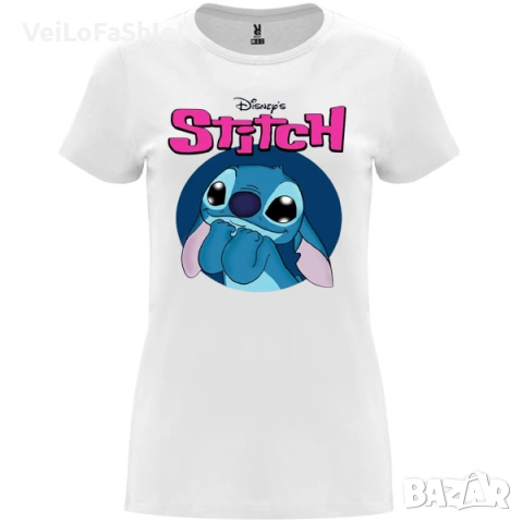 Нова дамска тениска с героя Стич (Stitch) в бял или черен цвят , снимка 2 - Тениски - 45316017