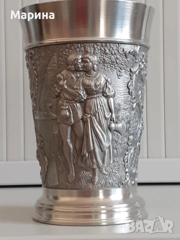 Немска  голяма чаша за вино от калай, 350 мл. Antik*Vintage #15