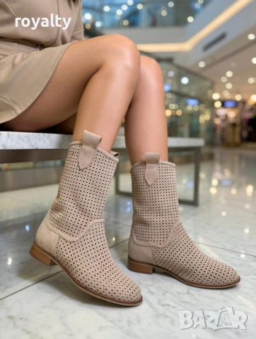Равни летни боти - бежов велур