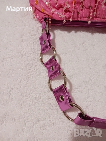 Розова чанта с паети, снимка 2 - Чанти - 53660950