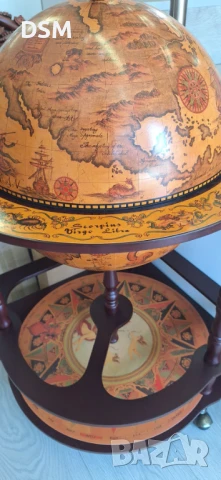 Нов - Голям Ъглов Глобус Мини Бар - Поставка за Бутилка / Вино/Юбилей!, снимка 5 - Маси - 51113948