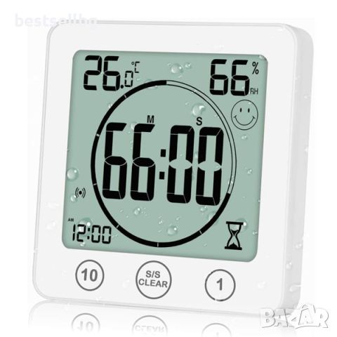 Електронен часовник с таймер влага термометър и влагомер за баня бюро, снимка 8 - Други - 46066014