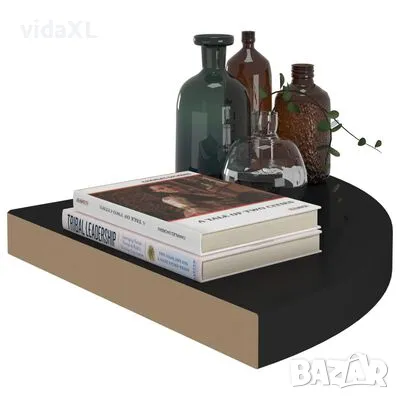 vidaXL Окачен ъглов рафт, черен гланц, 35x35x3,8 см, МДФ（SKU:323919）, снимка 3 - Други - 49316527