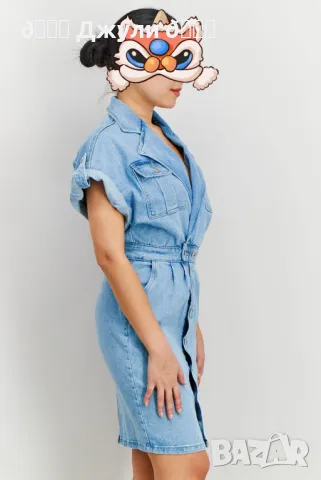 Дънкова рокля с прехлупка от Fashion Room, снимка 3 - Рокли - 50142981