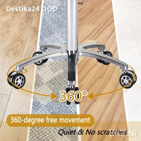 Въртящ се стол на колела Antlu регулируема височина бял, снимка 5 - Столове - 53826500