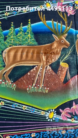 Античен ръчно изработен килим в наивен стил, снимка 4 - Гоблени - 50574937