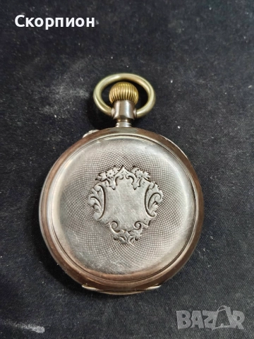 Швейцарски СРЕБЪРЕН джобен часовник 1901г. с позлата - 10 РУБИНА - ПРОМОЦИЯ, снимка 4 - Джобни - 48366603