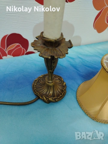 бронзова лампа с шапка, снимка 7 - Настолни лампи - 53143767