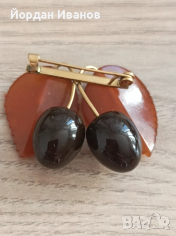 Старинна руска брошка с кехлибар , снимка 2 - Други - 53843196