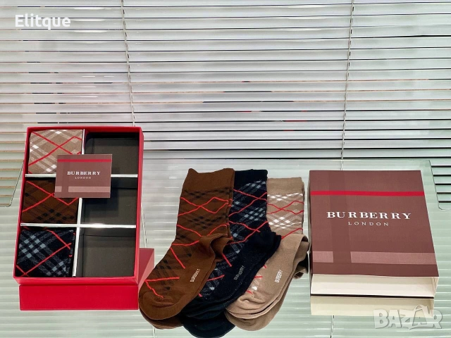 6 чифта чорапи в кутия louis vuitton Tommy Hilfiger Burberry , снимка 4 - Дамски чорапи - 52939805