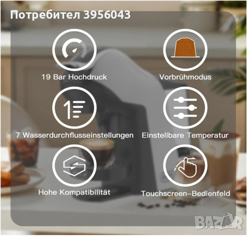 Нова KOTLIE 5-в-1 кафе машина 19 bar, неотваряна, снимка 7 - Кафемашини - 53875822