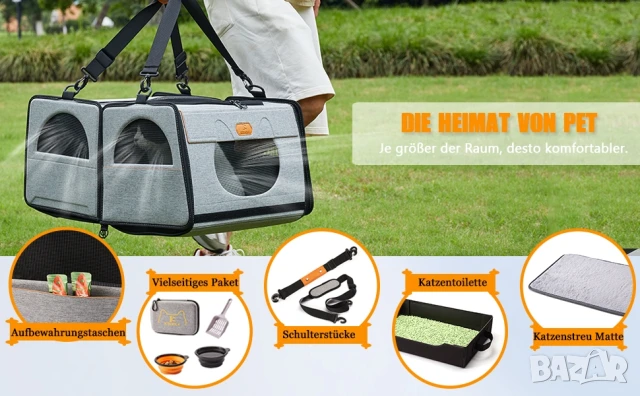 2в1 чанта за транспортиране на котки + пътна котешка тоалетна, снимка 8 - За котки - 51027696