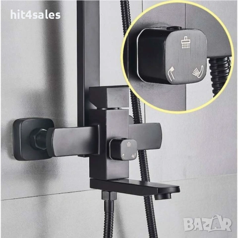 Комплект душ колона, стенен монтаж, двойно управление, керамика, 131-200 мм, черна, снимка 2 - Други стоки за дома - 54072591