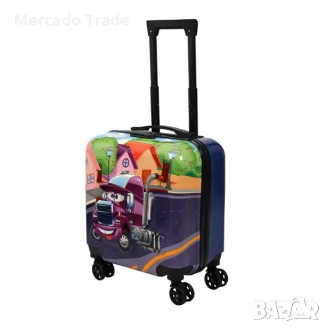 Детски куфар Mercado Trade, 3D, ABS, Камионче, Лилав, снимка 4 - Куфари - 47256486