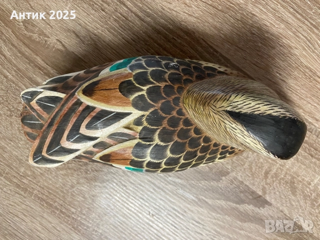 Ръчно изработена дървена патица, снимка 6 - Антикварни и старинни предмети - 52242685