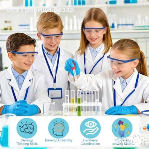 Нов Детски костюм учен/доктор 8 части престилка очила лупа ID лаборатория, снимка 6 - Други - 53680881