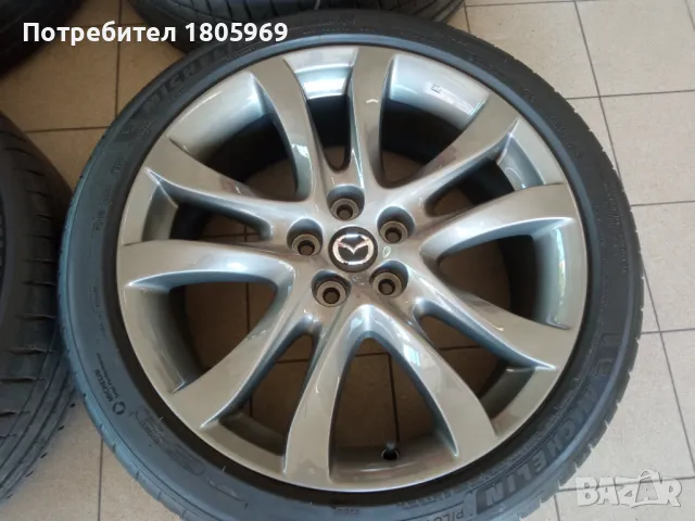 4бр. ал. джанти Mazda 6 (оригинални) 5x114,3 , 7,5x19 , ET45 с гуми 225/45/19 Michelin, снимка 3 - Гуми и джанти - 46903873