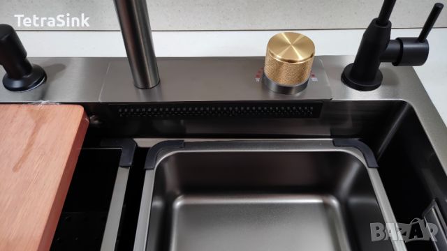 Мултифункционална кухненска мивка със смесител водопад |Tetra Sink|1NS30468TS-SD, снимка 7 - Мивки - 45913154