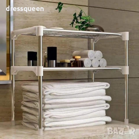 4962 Бяла метална стойка за микровълнова с решетъчен дизайн и допълнителен рафт, снимка 7 - Други стоки за дома - 54065715