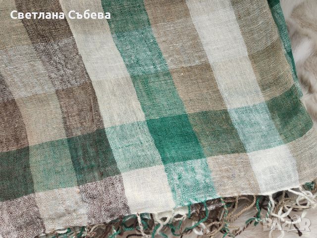 Дамски шал бяло и зелено , снимка 3 - Шалове - 45554316