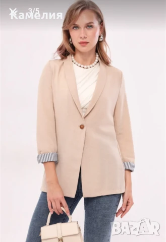 Дамско сако в цвят телесен, снимка 4 - Сака - 50761122