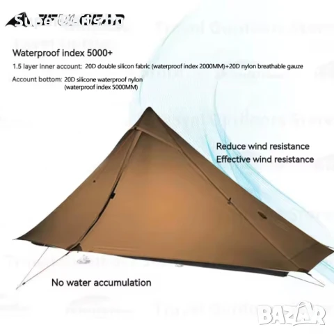 Ултра Лека 4 сезонна Палатка за трекинг или преходи, снимка 2 - Палатки - 50960262