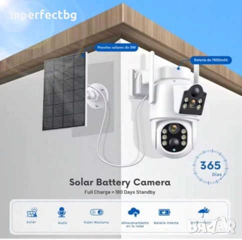 Двойна соларна ICSEE Камера 2 х12 МР+64 Gb карта соларна камера , снимка 6 - IP камери - 53829364