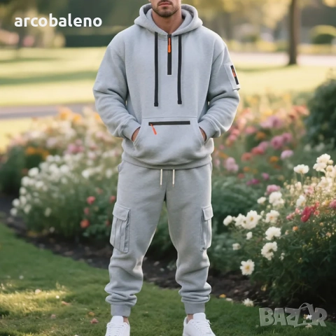 Ежедневен мъжки зимен комплект от две части с подплата от полар, 6цвята , снимка 10 - Спортни дрехи, екипи - 51531450