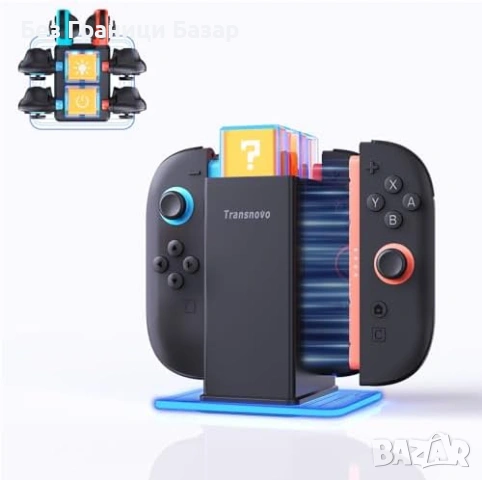 Нов док Nintendo Switch 2 / OLED зарядна станция за 6 контролера RGB за геймъри игри
