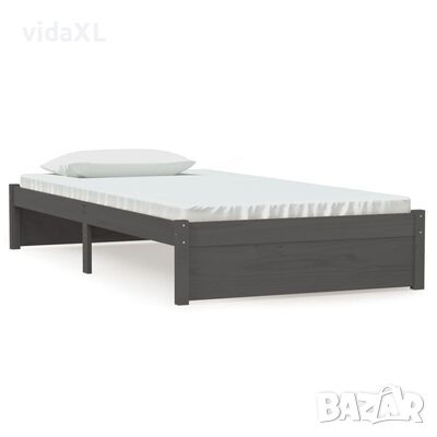 vidaXL Рамка за легло, сива, масивно дърво, 100х200 см(SKU:814941