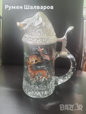 Баварска халба за бира с ловен мотив, снимка 2 - Други - 54158096