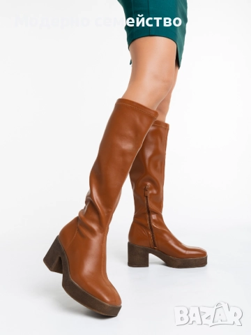 Елегантни дамски ботуши в кафяво ПРОМОЦИЯ , снимка 2 - Дамски ботуши - 52719546