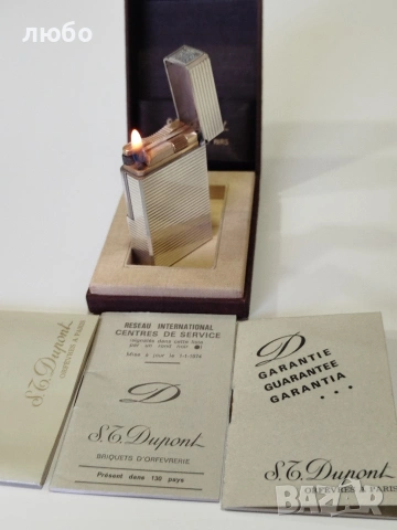 ЗАПАЛКА S.T.DUPONT PARIS Във СРЕБЪРНО ПОКРИТИЕ НЕ ИЗПУСКА ГАС РАБОТИ ПЕРФЕКТНО 