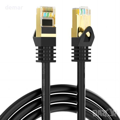 Qxcynsef Outdoor Cat 6 Ethernet кабел, RJ45 екраниран-550-MHz водоустойчив (черен, 35M,40М,50М,60М), снимка 1 - Кабели и адаптери - 45554752