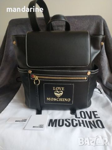 LOVE MOSCHINO 🍊 Дамска кожена раница "BLACK & GOLD" нова с етикети, снимка 2 - Раници - 46009789