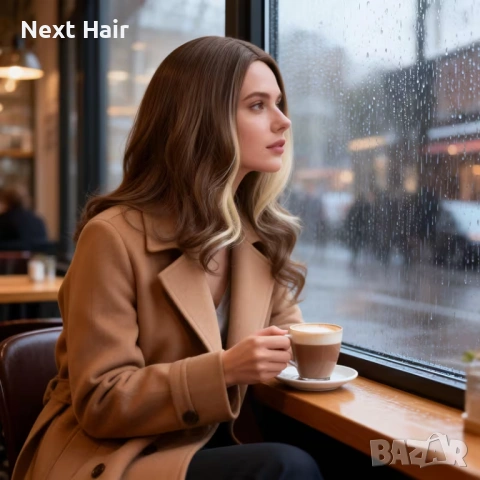 Ефектна кафява 66 см перука с руси предни кичури на път, снимка 4 - Аксесоари за коса - 53942455